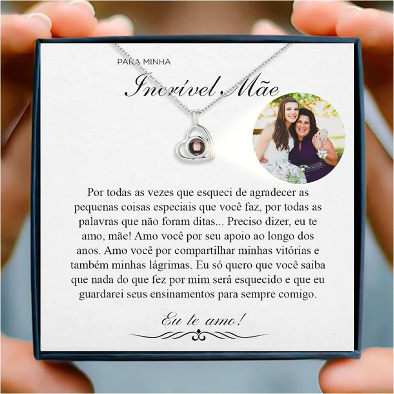 Presente Incrivel Mãe - Colar Personalizado com Foto e Caixa Personalizada!