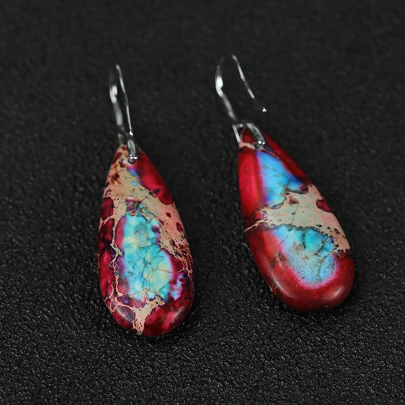 Artesanal - Brincos Imperial Jasper Teardrop - Purità Joias