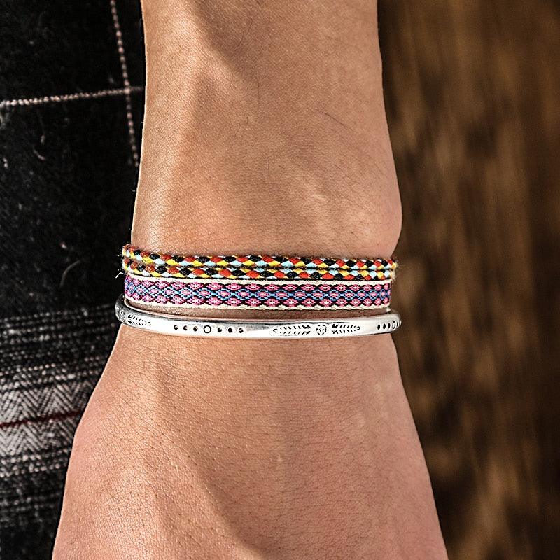 Conjunto Budista 2 Pulseiras + Bracelete em Aço - Ponto - Purità Joias