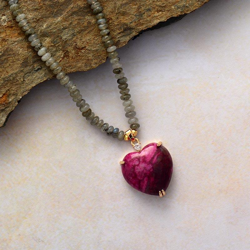 Artesanal - Colar Natural Protetor Heart Stone - Purità Joias