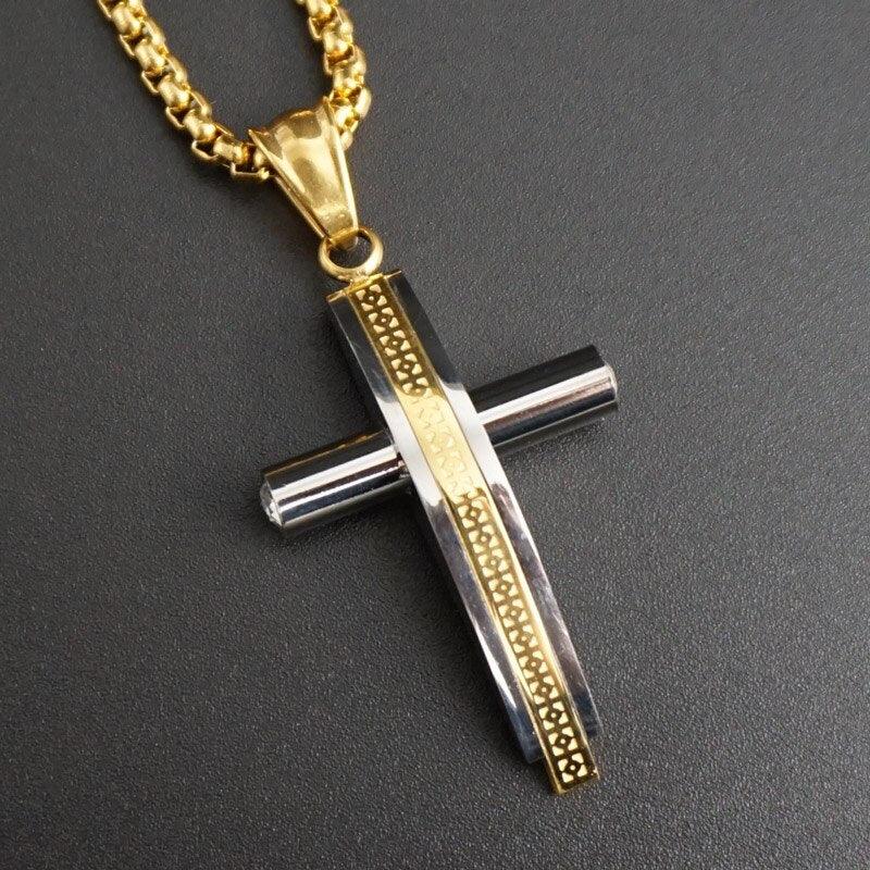 Corrente com Crucifixo Parabólico Banhado a Ouro ou Prata - Purità Joias