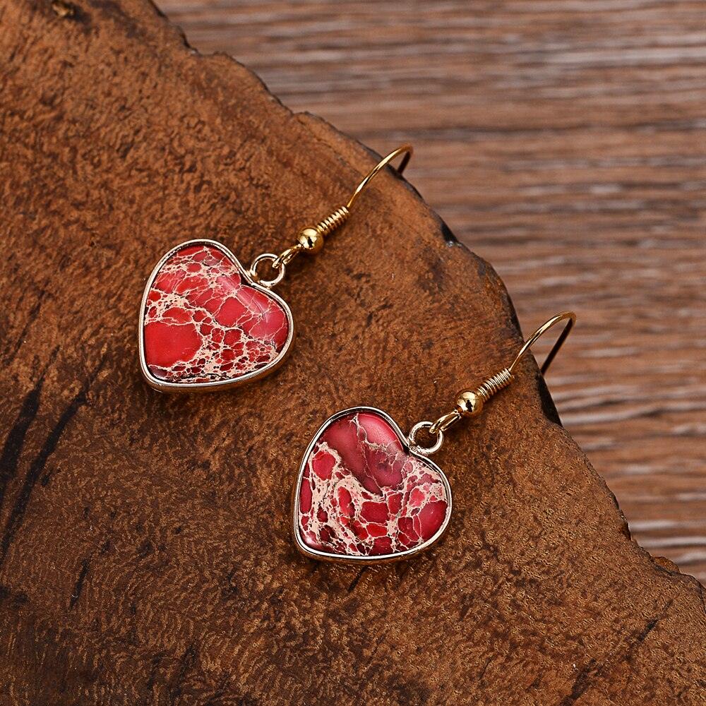 Artesanal - Brincos Red Heart Jasper - Purità Joias