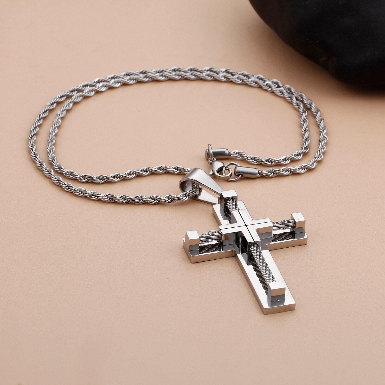 Corrente com Crucifixo em Aço - Purità Joias