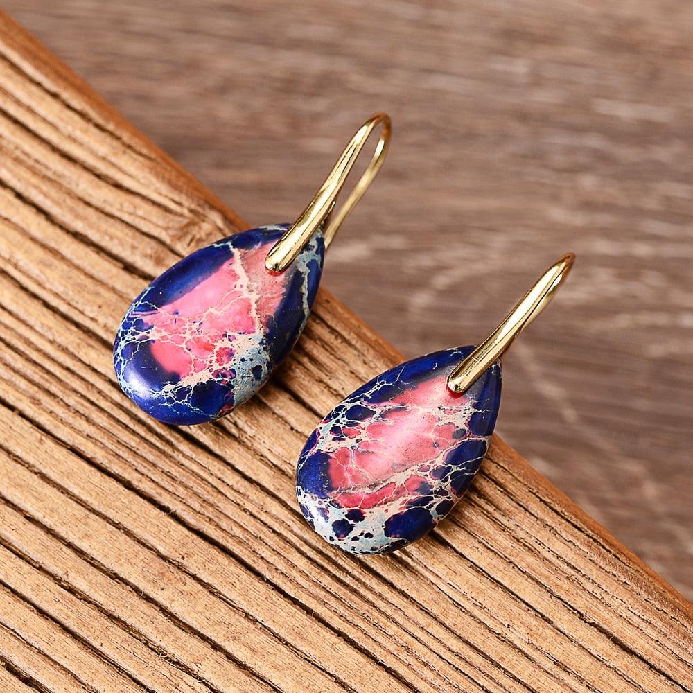 Artesanal - Brincos Jasper Energy Teardrop - Purità Joias