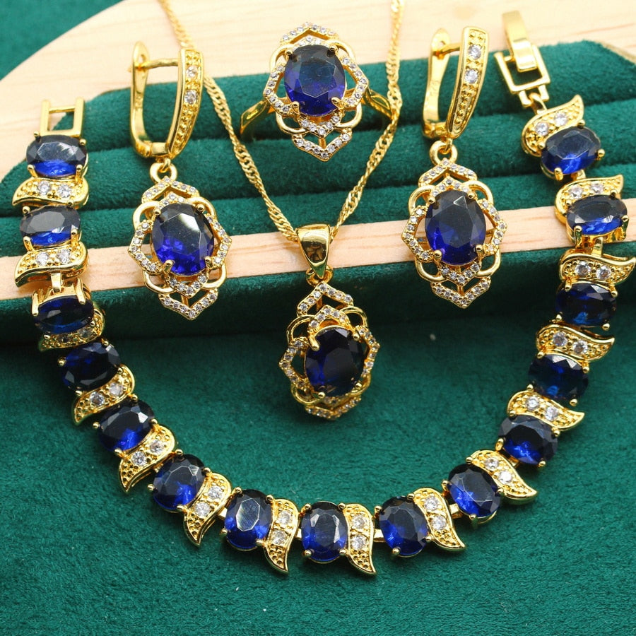 Conjunto Completo Foleado em Ouro 18K - Jardim de Crystal