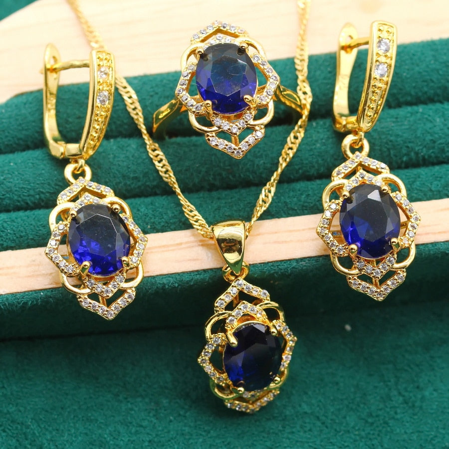 Conjunto Completo Foleado em Ouro 18K - Jardim de Crystal