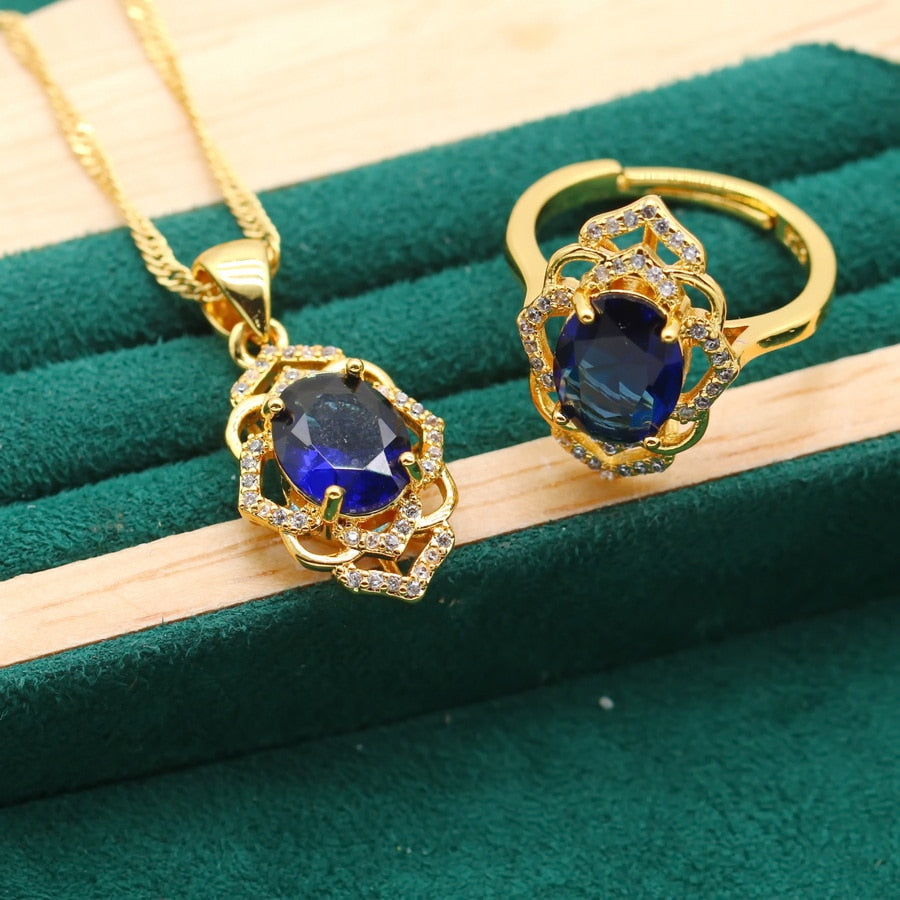 Conjunto Completo Foleado em Ouro 18K - Jardim de Crystal